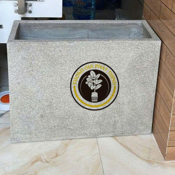 Chậu Xi Măng Đá Mài Chữ Nhật Hộp